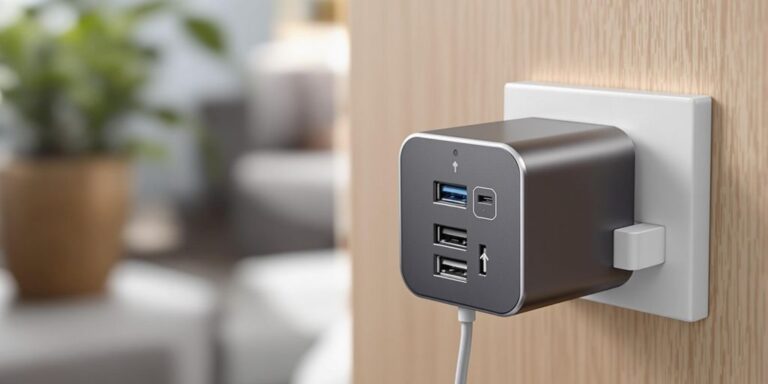 Intelligentes Ladegerät mit mehreren Anschlüssen und modernem Design.