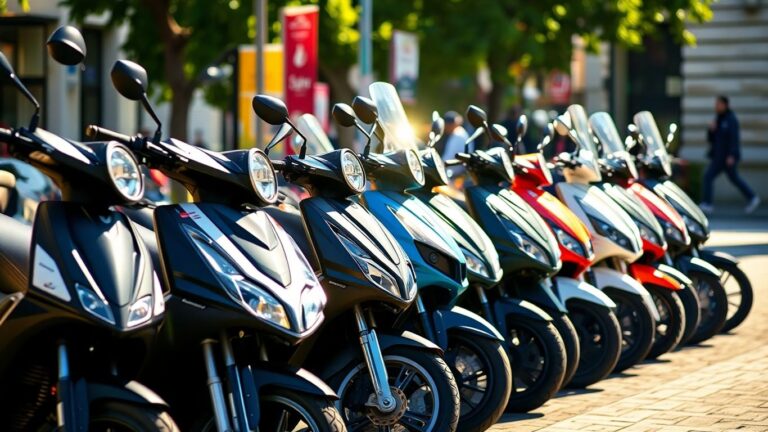 Elektroroller Marken im Vergleich nebeneinander geparkt