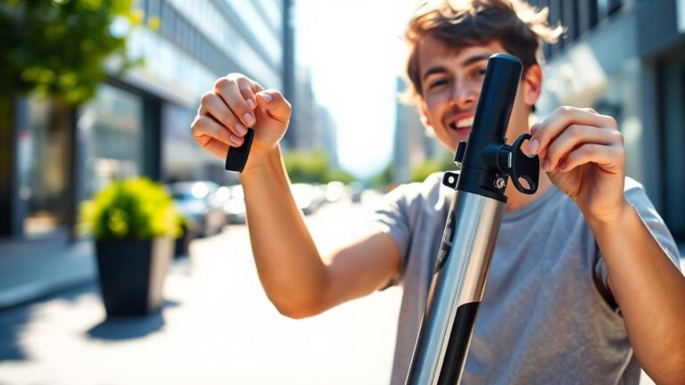 Elektroroller mit Schlüssel in der Hand