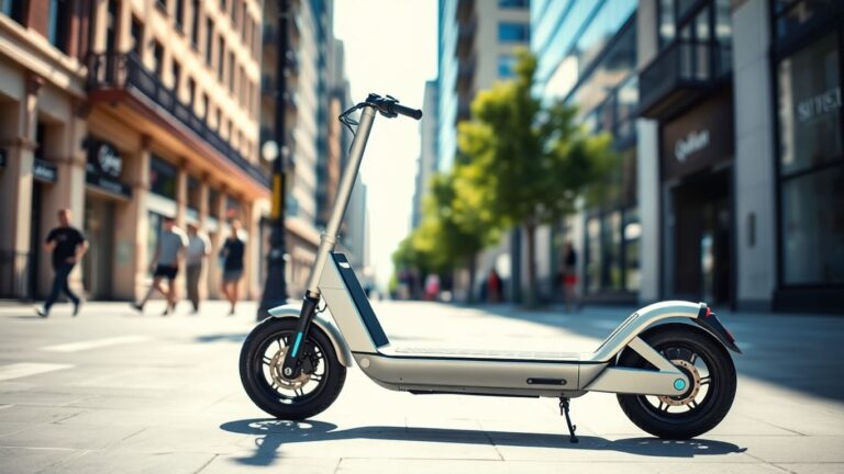 Elektroroller auf einer sonnigen Stadtstraße geparkt.