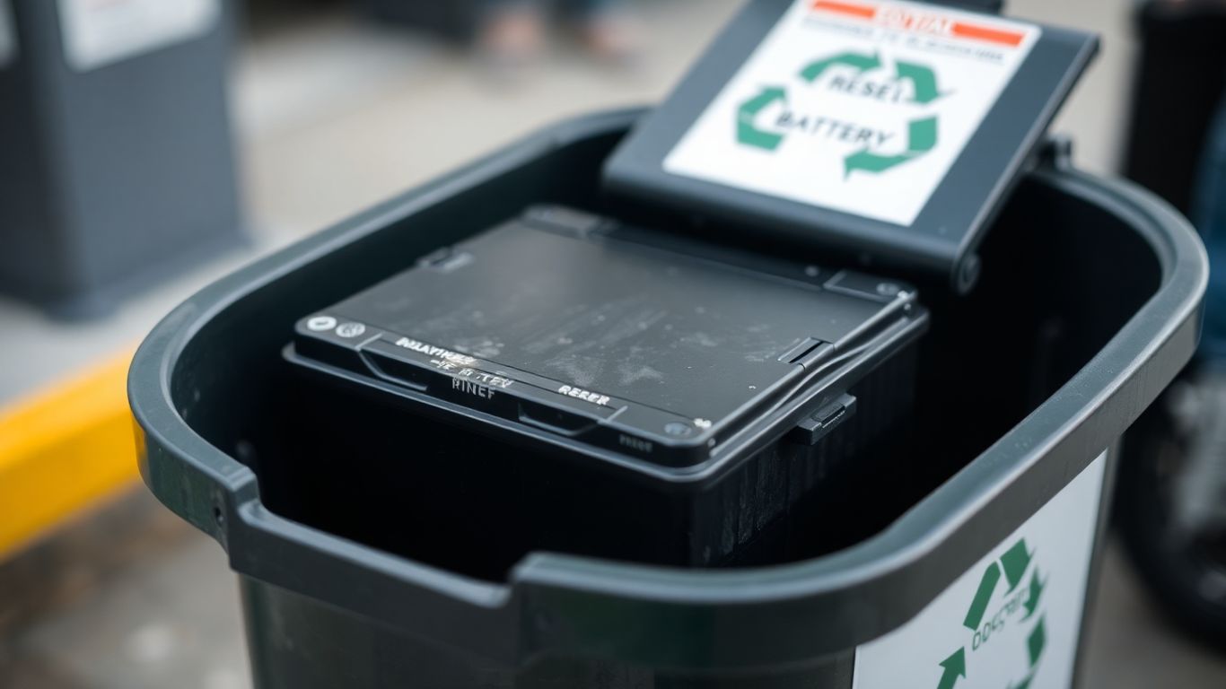 Elektroroller Akku im Recyclingbehälter